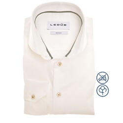 Ledûb Plain Color Non-Iron Cotton Subtle Detail Overhemd Antiekwit-Groen