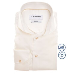 Ledûb Plain Color Non-Iron Cotton Subtle Detail Overhemd Antiekwit-Zand