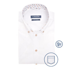 Ledûb Plain Dot Collar Contrast Overhemd Wit-Bruin