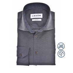 Ledûb Plain White Flannel Contrasted Overhemd Grijs