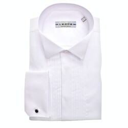 Ledûb Plissé Smoking Modern Fit Overhemd Wit