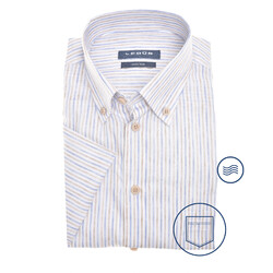 Ledûb Powder Stripe Overhemd Blauw-Zand