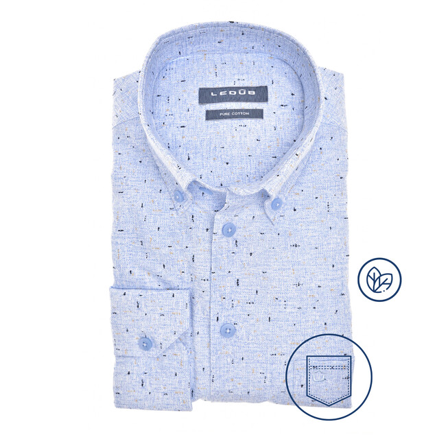 Ledûb Printed Fantasy Ensemble Overhemd Licht Blauw