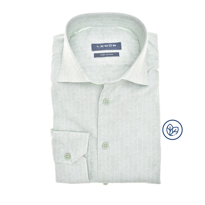 Ledûb Printed Herringbone Fantasy Overhemd Groen