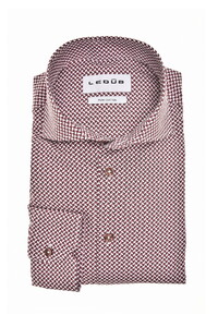 Ledûb Pure Cotton Allover Mini Squares Pattern Overhemd Donker Rood