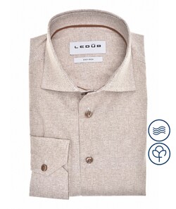 Ledûb Pure Cotton Fine Dot Sophistication Overhemd Midden Bruin