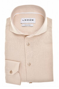 Ledûb Pure Cotton Linnen Look Subtle Contrast Details Shirt Sand