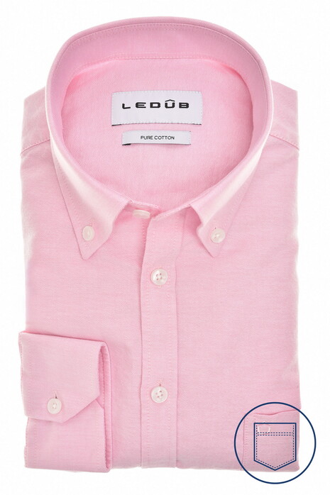 Ledûb Pure Cotton Long Sleeve Button-Down Oxford Overhemd Roze