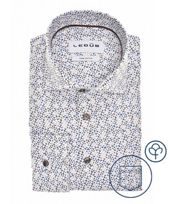 Ledûb Refined Leaf Print Shirt Overhemd Blauw-Bruin