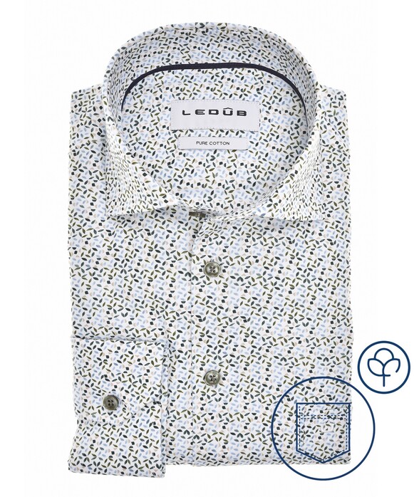 Ledûb Refined Leaf Print Shirt Overhemd Blauw-Groen