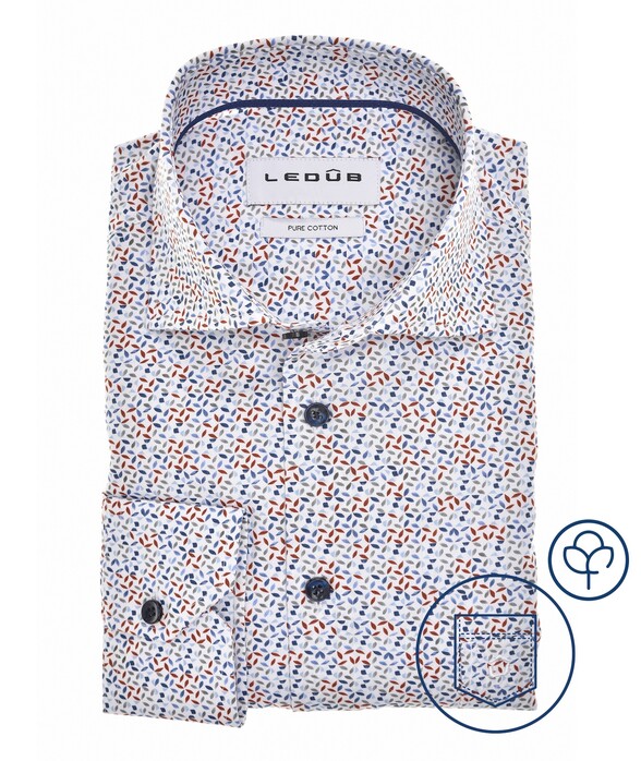 Ledûb Refined Leaf Print Shirt Overhemd Blauw-Rood