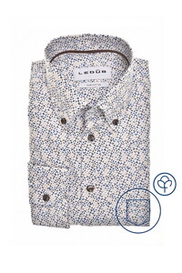 Ledûb Refined Leaf Print Shirt Overhemd Bruin-Blauw