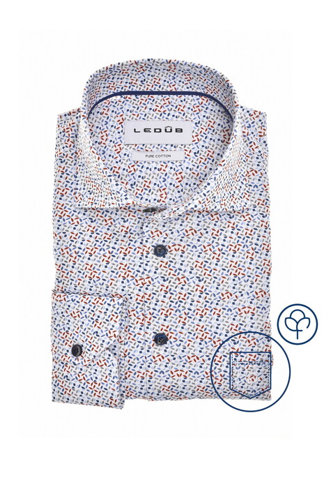 Ledûb Refined Leaf Print Shirt Overhemd Rood-Blauw