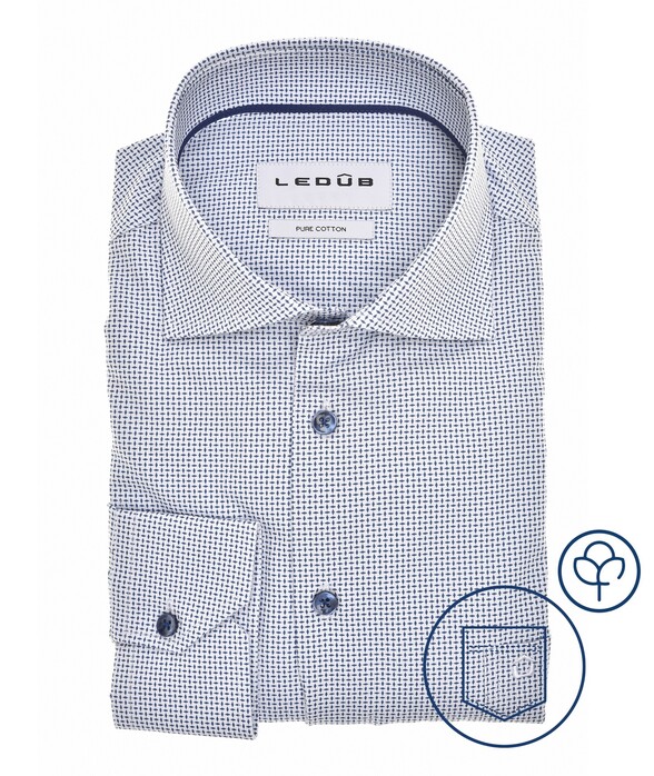 Ledûb Refined Micro Pattern Overhemd Blauw
