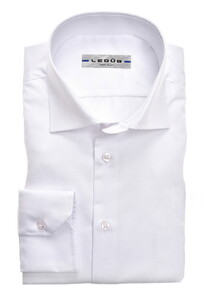 Ledûb Regular Semi-Spread Solid Color Cotton Non-Iron Overhemd Wit