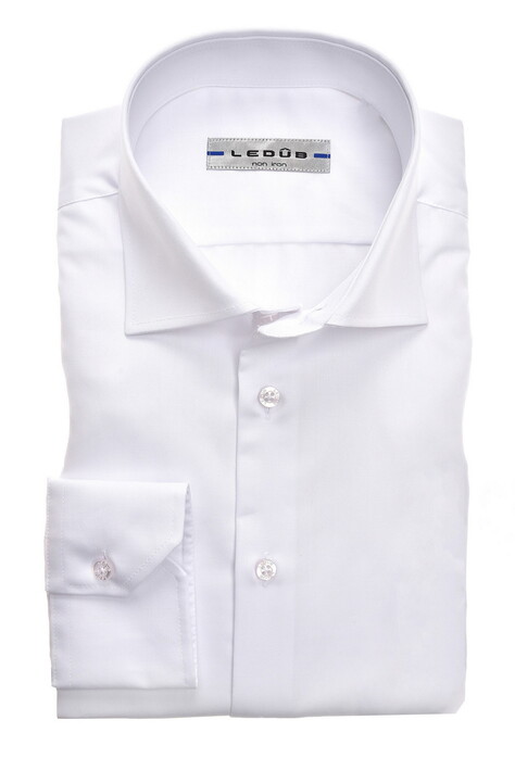 Ledûb Regular Semi-Spread Solid Color Cotton Non-Iron Shirt White