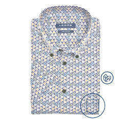 Ledûb Retro Revival Fashion Overhemd Blauw-Geel