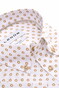 Ledûb Short Sleeve Allover Circle Pattern Button-Down Easy Care Cotton Overhemd Licht Bruin