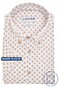 Ledûb Short Sleeve Allover Circle Pattern Button-Down Easy Care Cotton Overhemd Licht Bruin