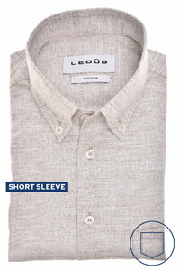 Ledûb Short Sleeve Button-Down Easy Care Cotton Overhemd Zand