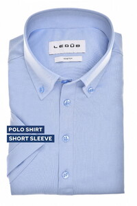 Ledûb Short Sleeve Button-Down Jersey Colored Buttons Polo Licht Blauw