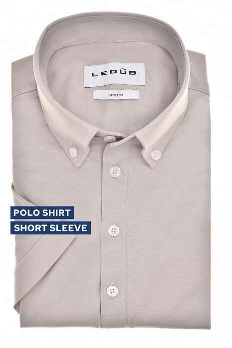 Ledûb Short Sleeve Button-Down Jersey Colored Buttons Polo Licht Grijs