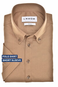 Ledûb Short Sleeve Button-Down Jersey Colored Buttons Polo Midden Bruin