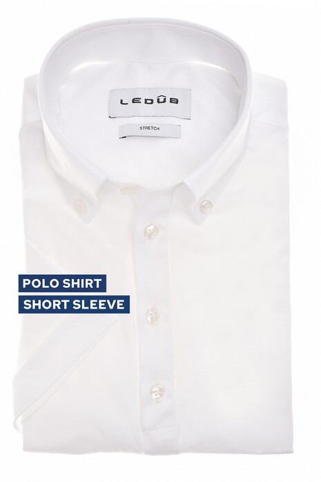 Ledûb Short Sleeve Button-Down Jersey Colored Buttons Polo Wit