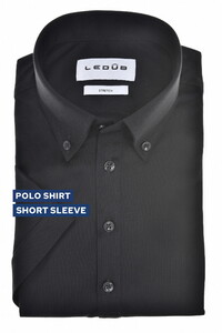 Ledûb Short Sleeve Button-Down Jersey Colored Buttons Polo Zwart
