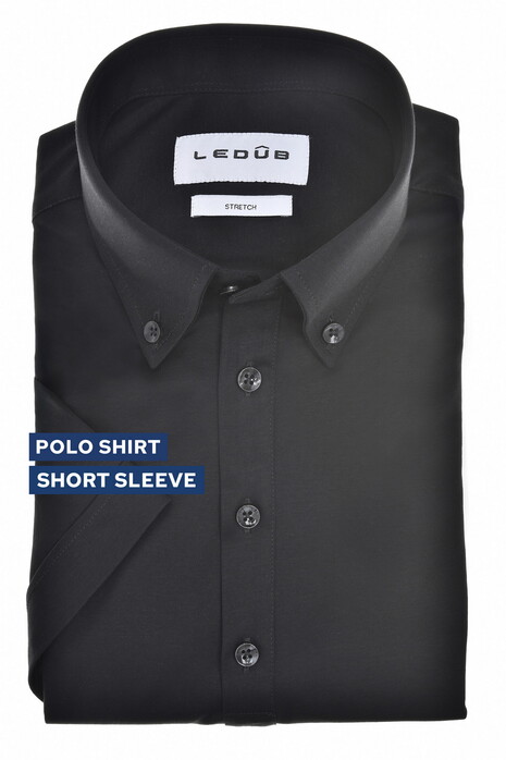 Ledûb Short Sleeve Button-Down Jersey Colored Buttons Polo Zwart