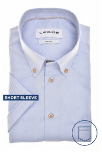 Ledûb Short Sleeve Button-Down Non-Iron Cotton Overhemd Licht Blauw