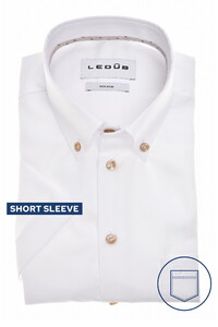 Ledûb Short Sleeve Button-Down Non-Iron Cotton Overhemd Wit