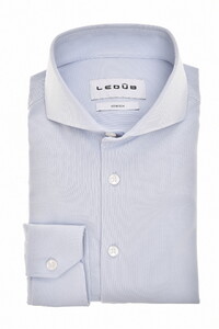 Ledûb Slim Active Stretch Piqué Wide-Spread Collar Overhemd Licht Blauw