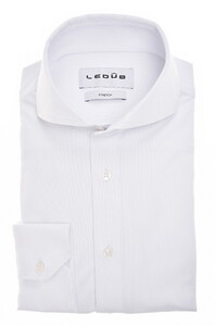 Ledûb Slim Active Stretch Piqué Wide-Spread Collar Shirt White