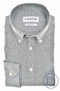 Ledûb Slim Casual Long Sleeve Button-Down Oxford Overhemd Midden Groen