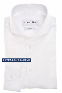 Ledûb Slim Cotton Jersey Stretch Cutaway Collar Overhemd Wit