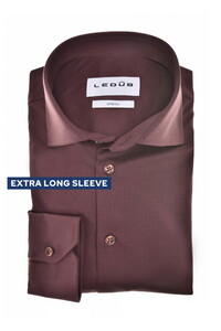 Ledûb Slim Cotton Jersey Stretch Extra Long Sleeve Overhemd Donker Rood