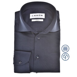 Ledûb Slim Cotton Jersey Stretch Overhemd Blauw