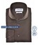 Ledûb Slim Solid Color Cotton Jersey Stretch Extra Long Sleeve Overhemd Donker Bruin