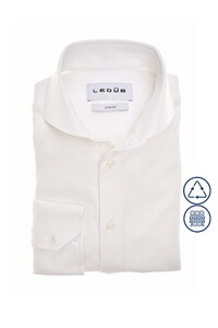 Ledûb Slim Solid Color Cotton Stretch Overhemd Wit