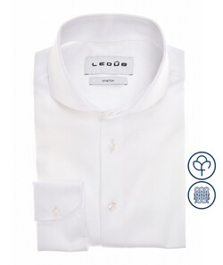 Ledûb Slim Solid Color Jersey Cotton Stretch Overhemd Wit