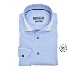 Ledûb Slim Solid Color Organic Cotton Overhemd Licht Blauw