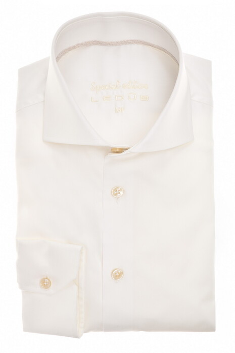 Ledûb Slim Special Edition Cotton Non-Iron Overhemd Antiekwit-Zand