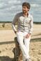 Ledûb Slim Uni Color Cotton Jersey Cutaway Collar Overhemd Licht Grijs
