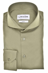 Ledûb Slim Uni Color Cotton Jersey Cutaway Collar Overhemd Licht Groen