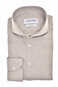 Ledûb Slim Uni Color Cotton Jersey Cutaway Collar Shirt Light Grey