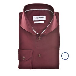 Ledûb Slim Uni Color Cotton Stretch Overhemd Donker Rood