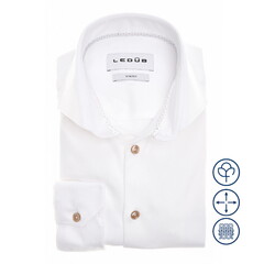 Ledûb Slim Uni Color Cotton Tricot Overhemd Wit