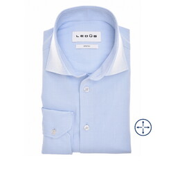 Ledûb Slim Uni Color Four-Way Stretch Overhemd Licht Blauw