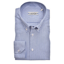 Ledûb Smart Stripe Slim Fit Overhemd Donker Blauw